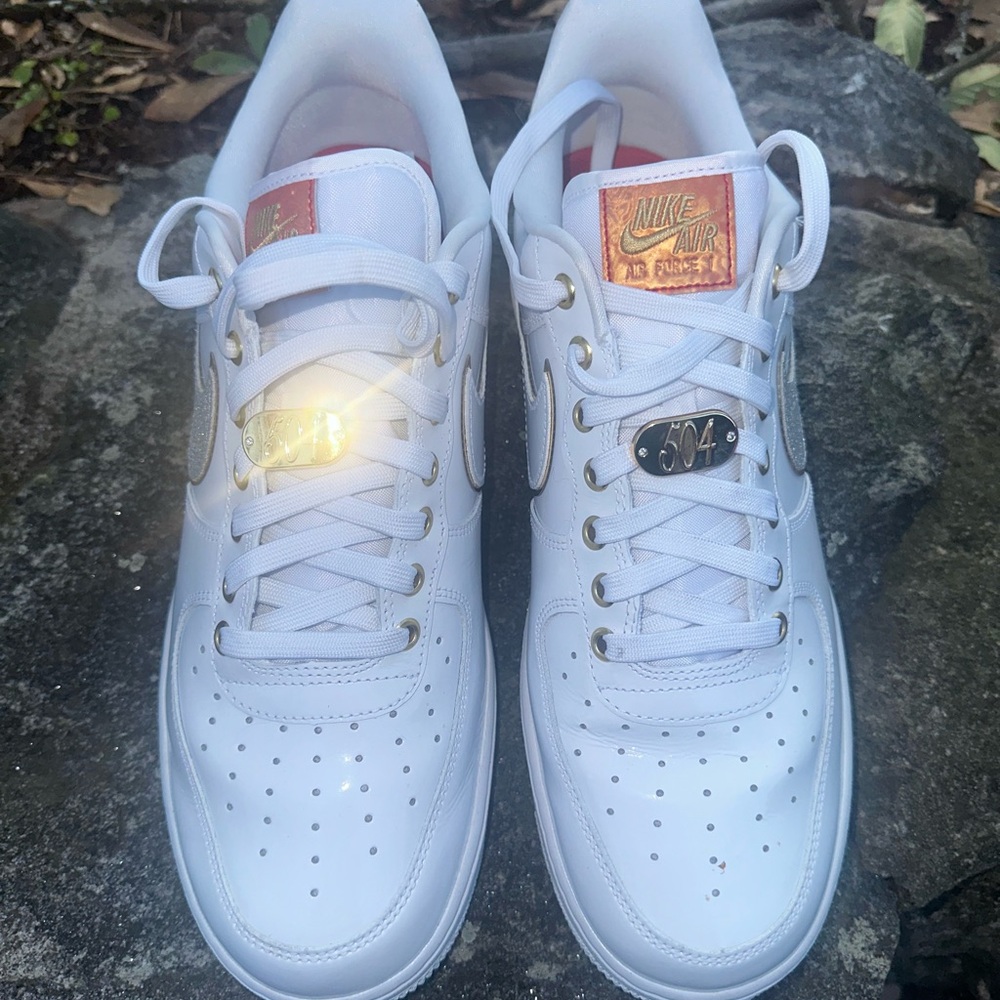 Nike White Sneakers with Gold and Silver Accents